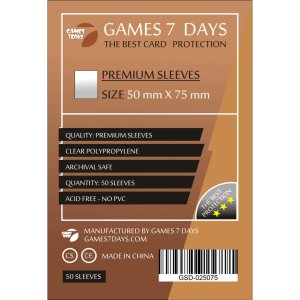 Протектор для карт Games7Days 50 х 75 мм, 50 шт (PREMIUM) (GSD-025075)