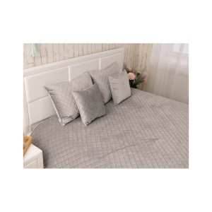 Покривало Руно двостороннє декоративне Velour Grey ромб 150х220 см (360.55_Grey ромб)