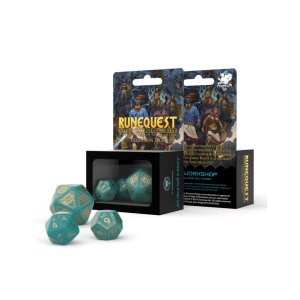 Набір кубиків для настільних ігор Q-Workshop RuneQuest Turquoise gold Expansion Dice (3 шт.) (SRQE97)