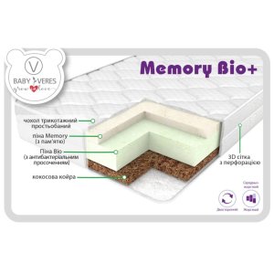 Матрац для дитячого ліжечка Верес Memory bio+ 10см (50.7.03)