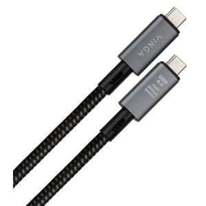 Дата кабель USB-C to USB-C 0.8m USB4 240W 40GBps 8K60Hz Nylon Vinga (VCPDCU4)