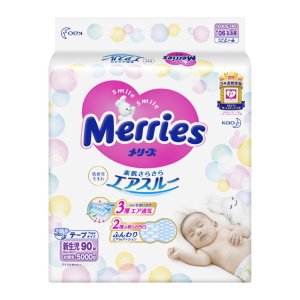 Підгузки Merries для новонароджених Merries NB 0-5 кг 90 шт (4901301230782)