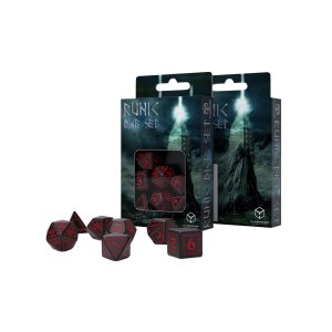 Набір кубиків для настільних ігор Q-Workshop Runic Black red Dice Set (7 шт) (SRUN06)