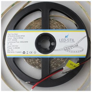 Світлодіодна стрічка LED-STIL 3000K 4,8 Вт/м 2835 60 діодів IP33 24 Вольта 450 lm (DFN2835-60A3-IP33-24V)