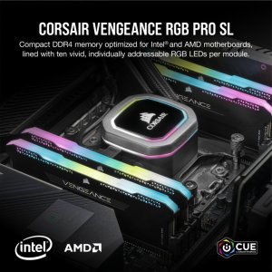 Модуль пам'яті для комп'ютера DDR4 32GB (2x16GB) 3200 MHz Vengeance RGB PRO SL Black Corsair (CMH32GX4M2E3200C16)