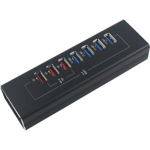 Концентратор Dynamode 4*USB3.0 data ports + 3*2.4А charge with Power Adaptor metal (DM-UH-P407)