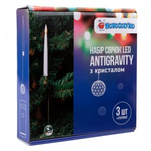 Ялинкова іграшка Novogod`ko набор свечей Antigravity LED, с кристаллом, с пультом, 32 см, 3 шт. (974445)