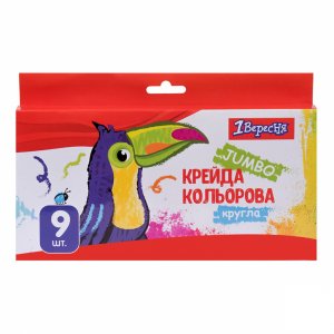 Крейда 1 вересня кольорова 9 шт. JUMBO "Zoo Land" (400447)