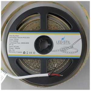 Світлодіодна стрічка LED-STIL 6000K 18 Вт/м 2835 192 діода IP33 24 Вольта 2900 lm холодне світло (DFP2835-192C6-IP33-24V)