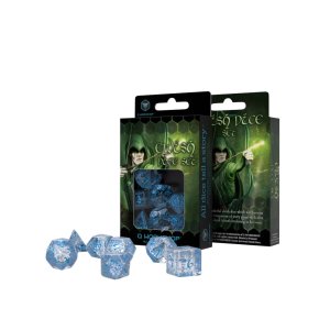 Набір кубиків для настільних ігор Q-Workshop Elvish Translucent blue Dice Set (7 шт) (SELV11)