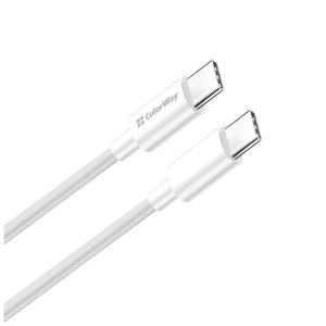 Дата кабель USB-C to USB-C 1.0m 3A 60W white ColorWay (CW-CBPDCC055-WT)